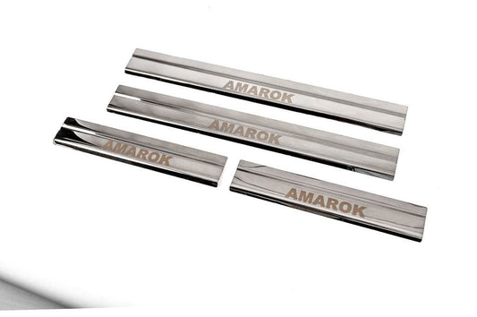 Door sills Carmos V3 (4 pcs, stainless steel) for Volkswagen Amarok 2010-2022 - Reelken Auto