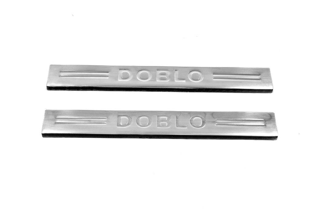 Door sills V4 (Carmos, 2 pcs, stainless steel) for Fiat Doblo I 2005-2010 - Reelken Auto