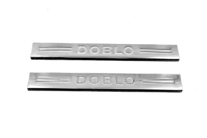 Door sills V4 (Carmos, 2 pcs, stainless steel) for Fiat Doblo I 2005-2010 - Reelken Auto