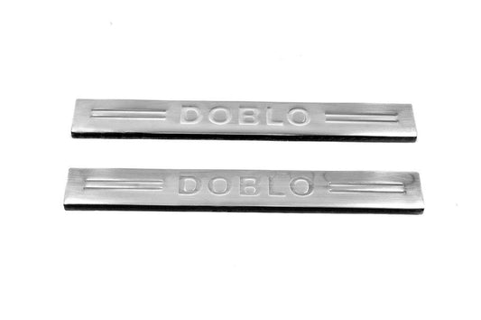 Door sills V4 (Carmos, 2 pcs, stainless steel) for Fiat Doblo I 2005-2010 - Reelken Auto