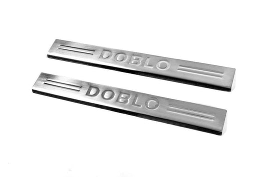 Door sills V4 (Carmos, 2 pcs, stainless steel) for Fiat Doblo I 2005-2010 - Reelken Auto