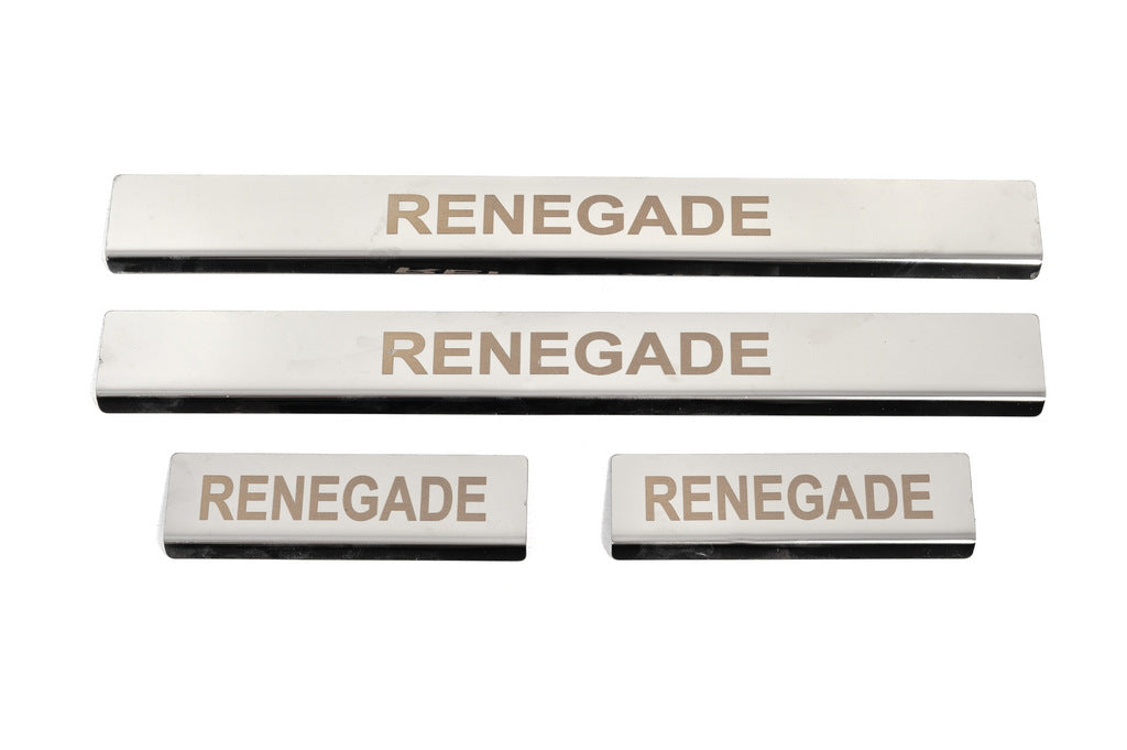 Door Sill Covers (4 pcs, Stainless Steel) for Jeep Renegade 2014- - image 1
