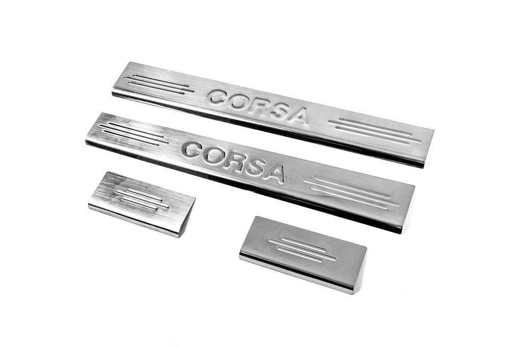 Carmos V2 Stainless Steel Door Sill Protectors (4 pcs) for Opel Corsa C 2000-2006 - image 1