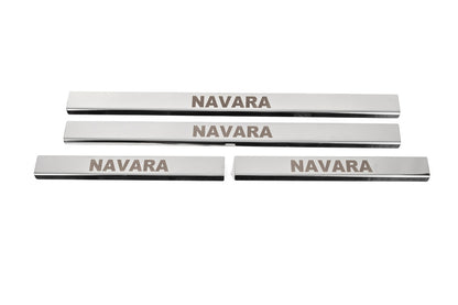 Door Sill Covers (4 pcs, Stainless Steel) for Nissan Navara 2006-2015 - image 1