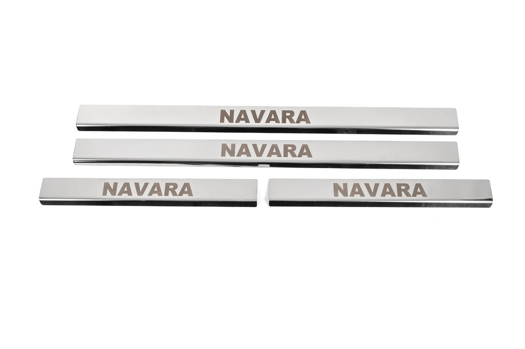 Door Sill Covers (4 pcs, Stainless Steel) for Nissan Navara 2006-2015 - image 1