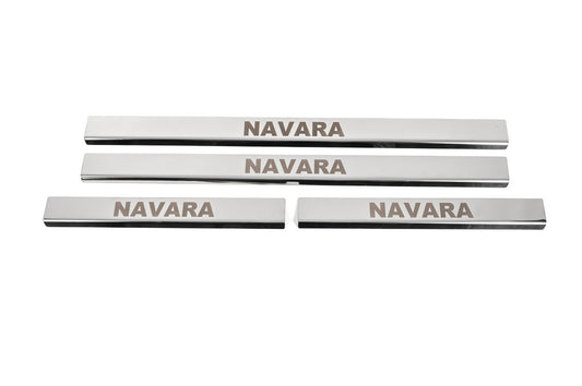 Door Sill Covers (4 pcs, Stainless Steel) for Nissan Navara 2006-2015 - image 1