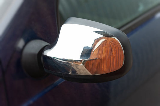Mirror covers (upper part, 2 pcs, stainless steel) for Lada Largus 2012- - image 1