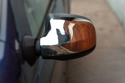Mirror covers (upper part, 2 pcs, stainless steel) for Dacia Sandero 2007-2013 - image 5