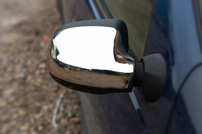Mirror covers (upper part, 2 pcs, stainless steel) for Dacia Sandero 2013-2020 - image 7