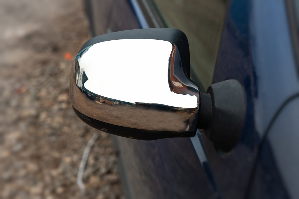 Mirror covers (upper part, 2 pcs, stainless steel) for Lada Largus - image 7