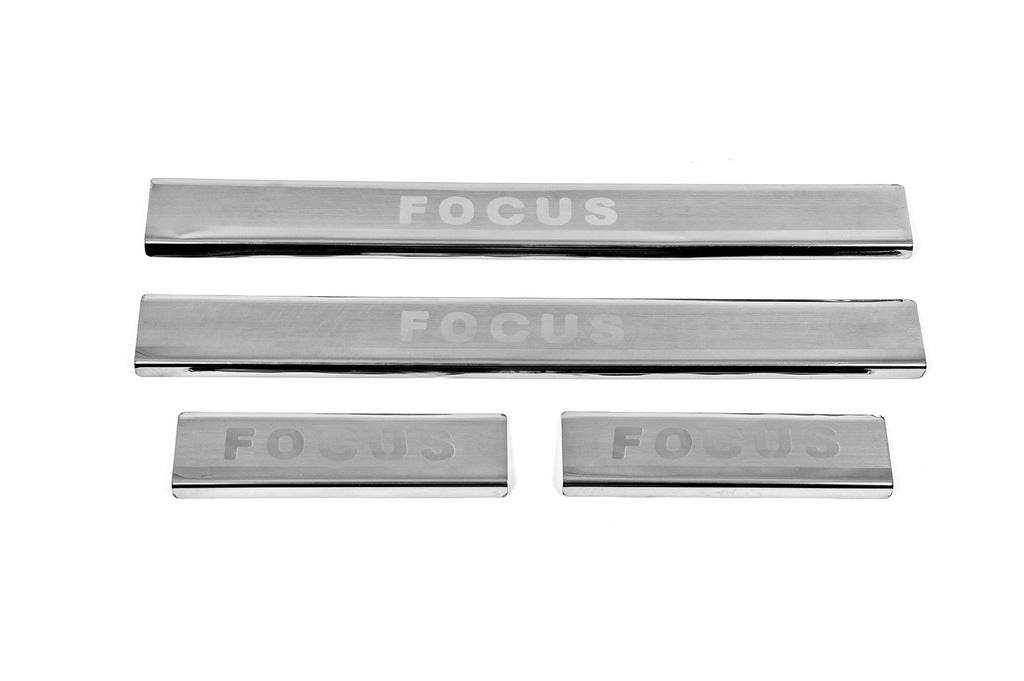 Door sills Carmos V2 (4 pcs, stainless steel) for Ford Focus I 1998-2005 - Reelken Auto