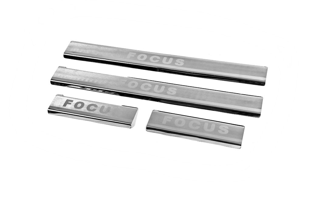 Stainless Steel Door Sill Protectors Carmos V2 (4 pcs) for Ford Focus I 1998-2005 - image 1
