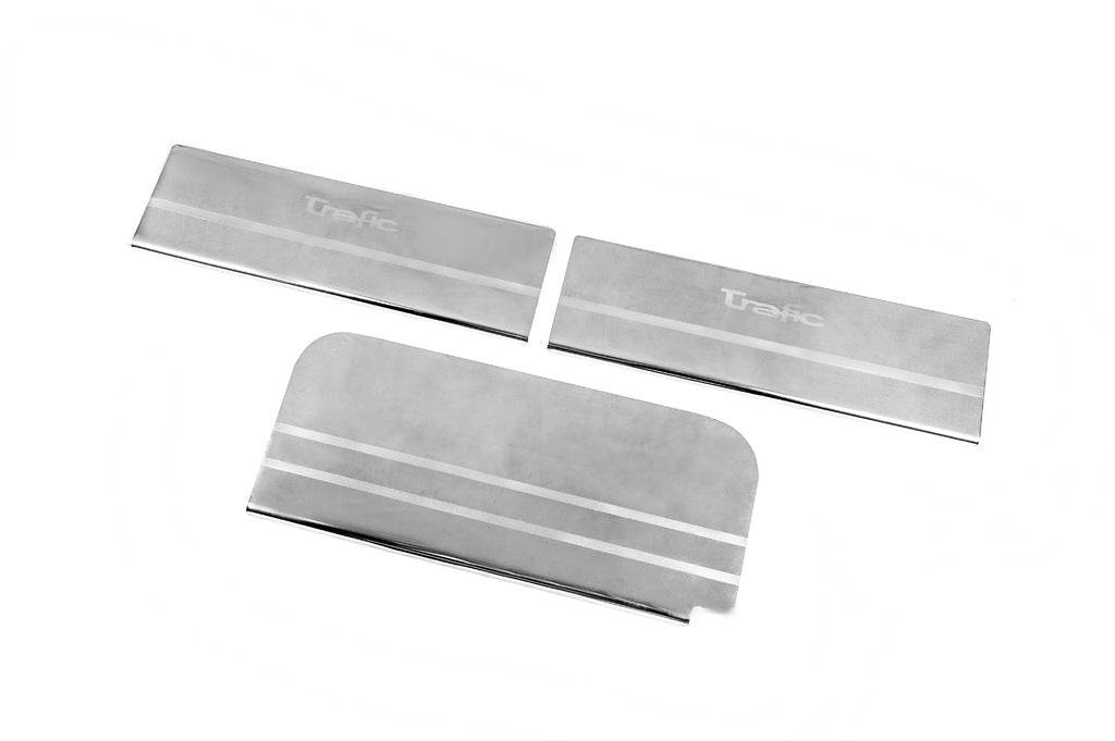 Door sills Carmos V2 (3 pcs, stainless steel) for Renault Trafic 2001-2015 - Reelken Auto