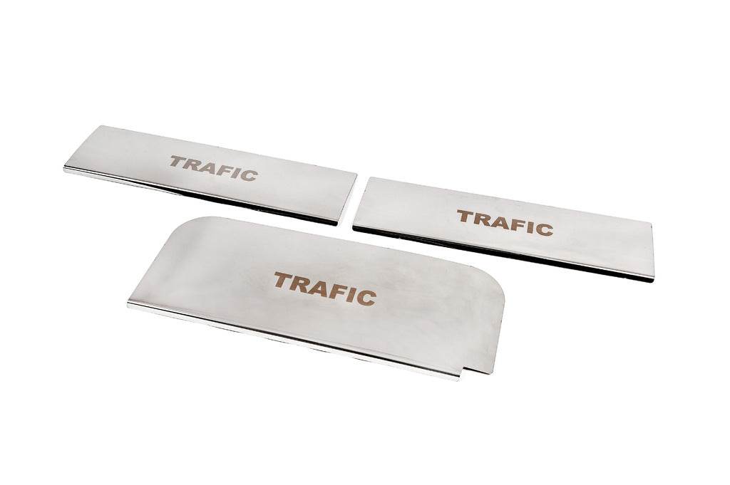 Door sills Carmos V3 (3 pcs, stainless steel) for Renault Trafic 2001-2015 - Reelken Auto