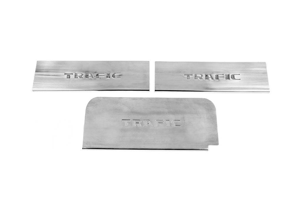 Door sills Carmos V4 (3 pcs, stainless steel) for Renault Trafic 2001-2015 - Reelken Auto