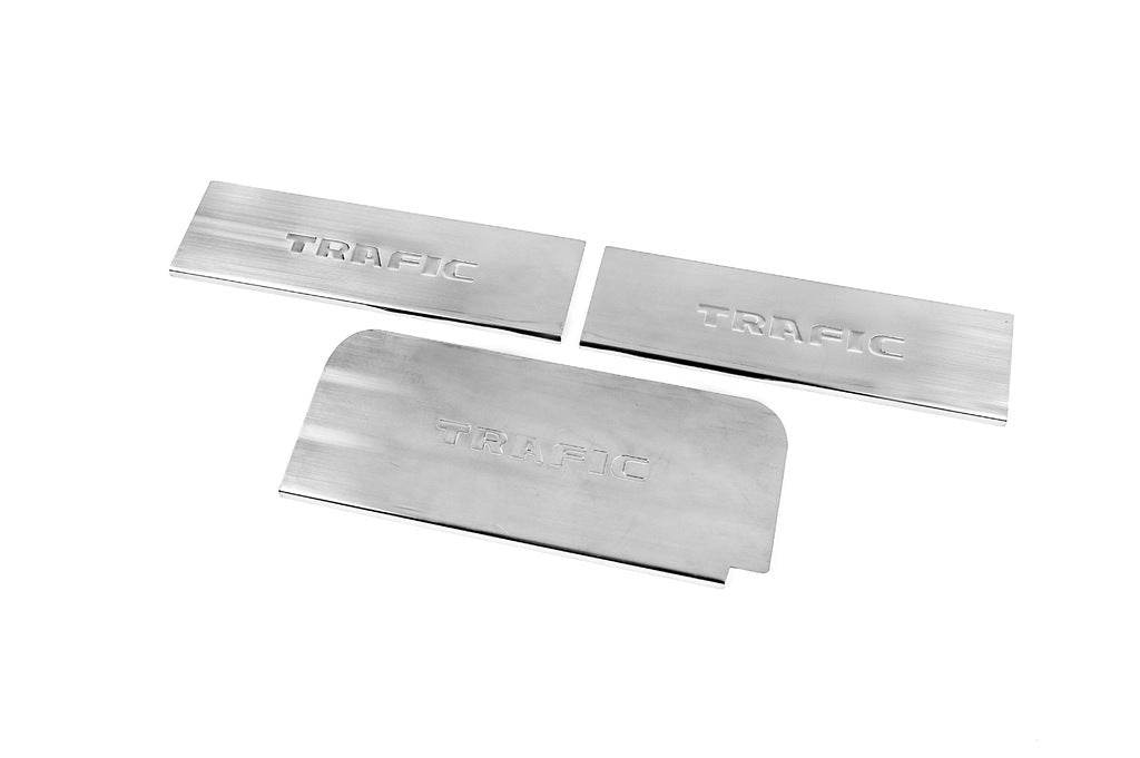 Door sills Carmos V4 (3 pcs, stainless steel) for Renault Trafic 2001-2015 - Reelken Auto