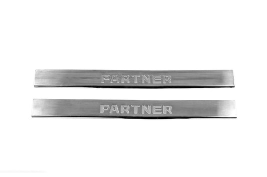 Door Sill Protectors V2 (Carmos, 2 pcs, Stainless Steel) for Peugeot Partner 1996-2008 - image 2