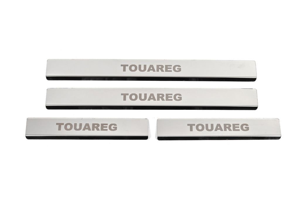 Stainless Steel Door Sill Protectors Carmos V1 (4 pcs) for Volkswagen Touareg 2010-2018 - image 1
