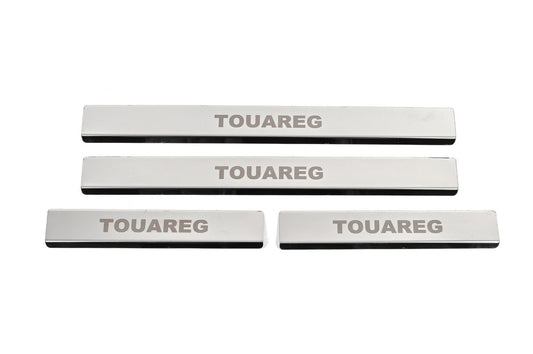 Stainless Steel Door Sill Protectors Carmos V1 (4 pcs) for Volkswagen Touareg 2010-2018 - image 1