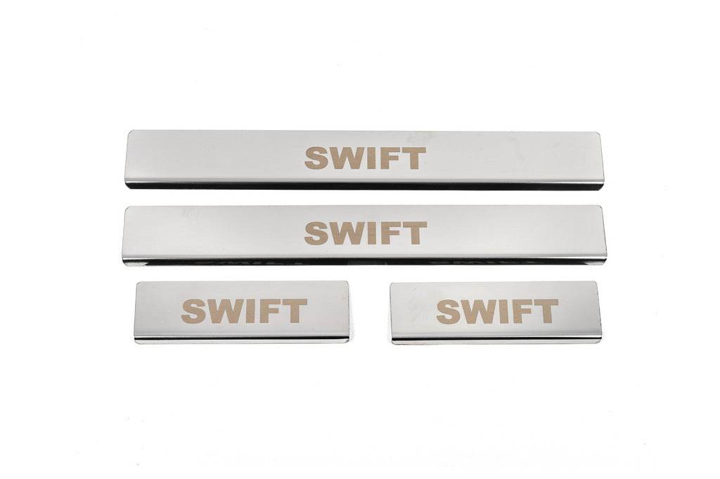 Threshold cover (4 pcs., stainless steel) for Suzuki Swift 2005-2010 - Reelken Auto