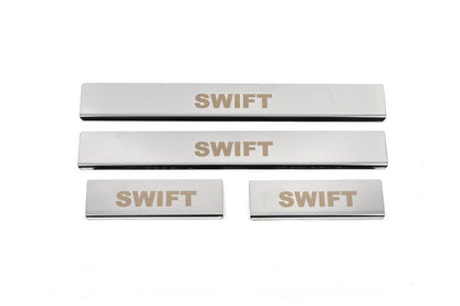 Threshold cover (4 pcs., stainless steel) for Suzuki Swift 2005-2010 - Reelken Auto