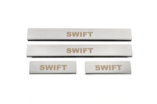 Door Sill Covers (4 pcs, Stainless Steel) for Suzuki Swift 2010-2017 - image 2