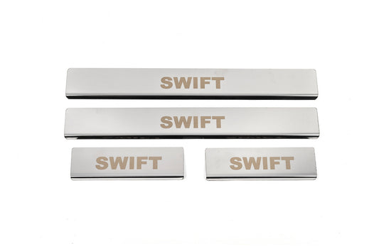 Door Sill Covers (4 pcs, Stainless Steel) for Suzuki Swift 2005-2010 - image 1