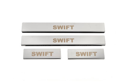 Door Sill Covers (4 pcs, Stainless Steel) for Suzuki Swift 2005-2010 - image 1