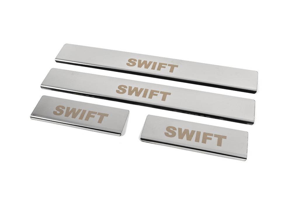 Threshold cover (4 pcs., stainless steel) for Suzuki Swift 2005-2010 - Reelken Auto