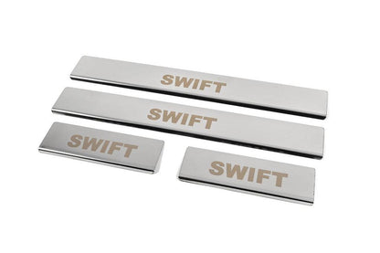 Threshold cover (4 pcs., stainless steel) for Suzuki Swift 2005-2010 - Reelken Auto