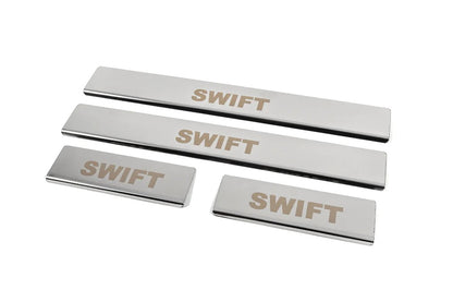 Door Sill Covers (4 pcs, Stainless Steel) for Suzuki Swift 2010-2017 - image 1