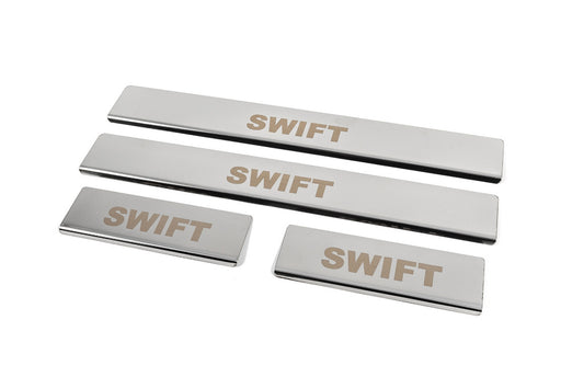 Door Sill Covers (4 pcs, Stainless Steel) for Suzuki Swift 2005-2010 - image 2