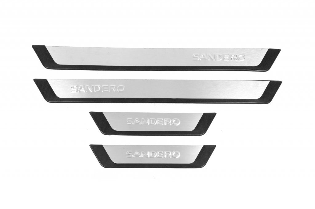 Door Sill Protectors Flexill (4pcs, Stainless Steel) for Renault Sandero 2013-2022 - image 1