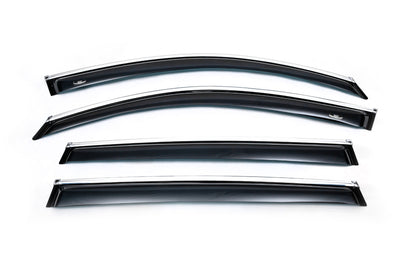 Window deflectors with chrome trim (4 pcs, HIC) for Volkswagen Tiguan 2007-2016 - image 2