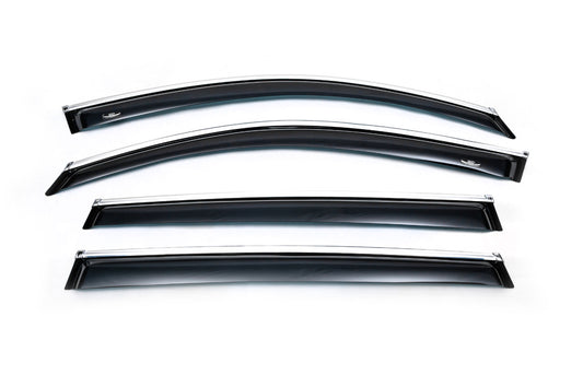 Window deflectors with chrome trim (4 pcs, HIC) for Volkswagen Tiguan 2007-2016 - image 2