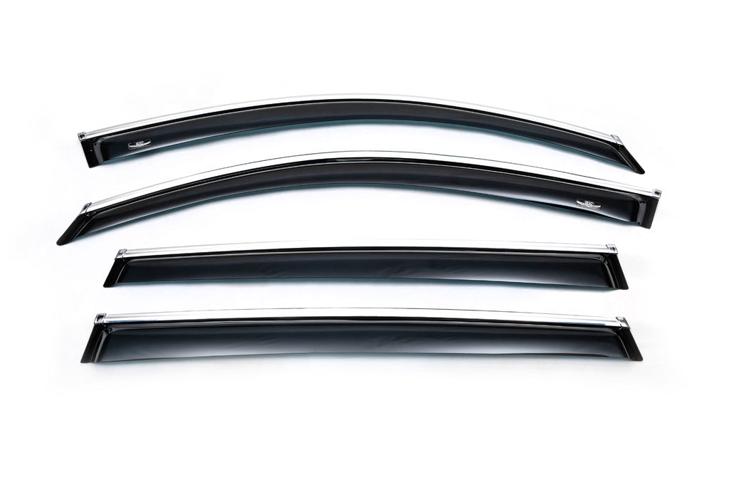 Window deflectors with chrome trim (4 pcs, HIC) for Volkswagen Tiguan 2007-2016 - image 4