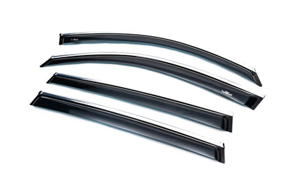 Window deflectors with chrome trim (4 pcs, HIC) for Volkswagen Tiguan 2007-2016 - image 3