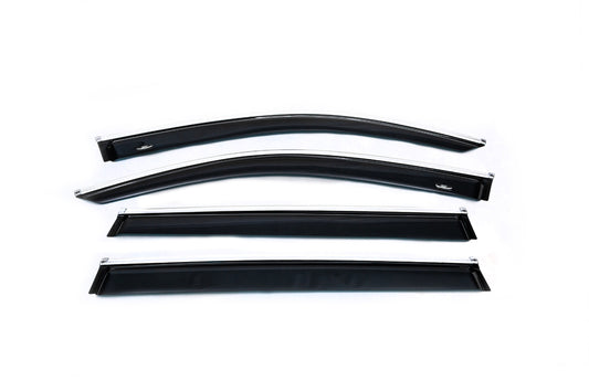 Window deflectors with chrome trim (4 pcs, HIC) for Volkswagen Tiguan 2016-2023 - image 1