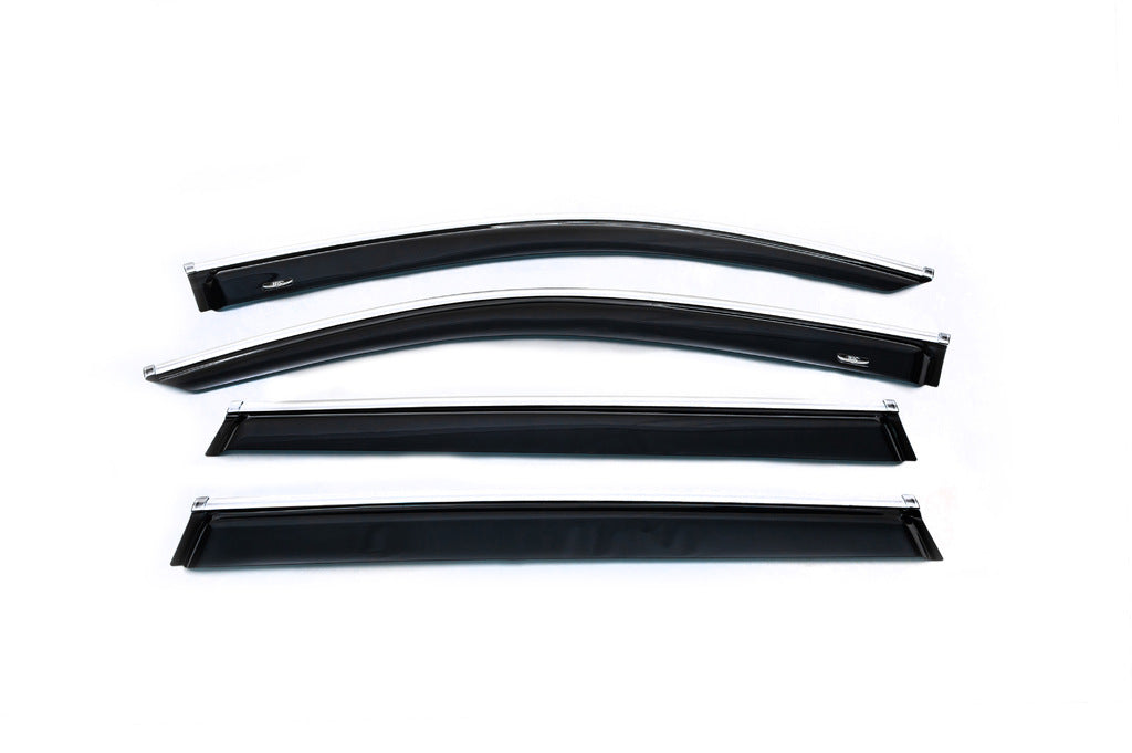 Window deflectors with chrome trim (4 pcs, HIC) for Volkswagen Tiguan 2016-2023 - image 1