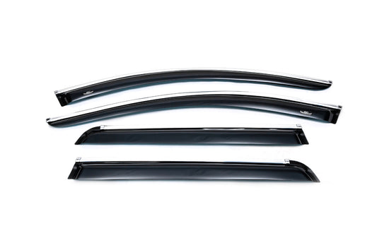 Window deflectors with chrome trim (4 pcs, HIC) for Volvo XC90 2002-2014 - image 1
