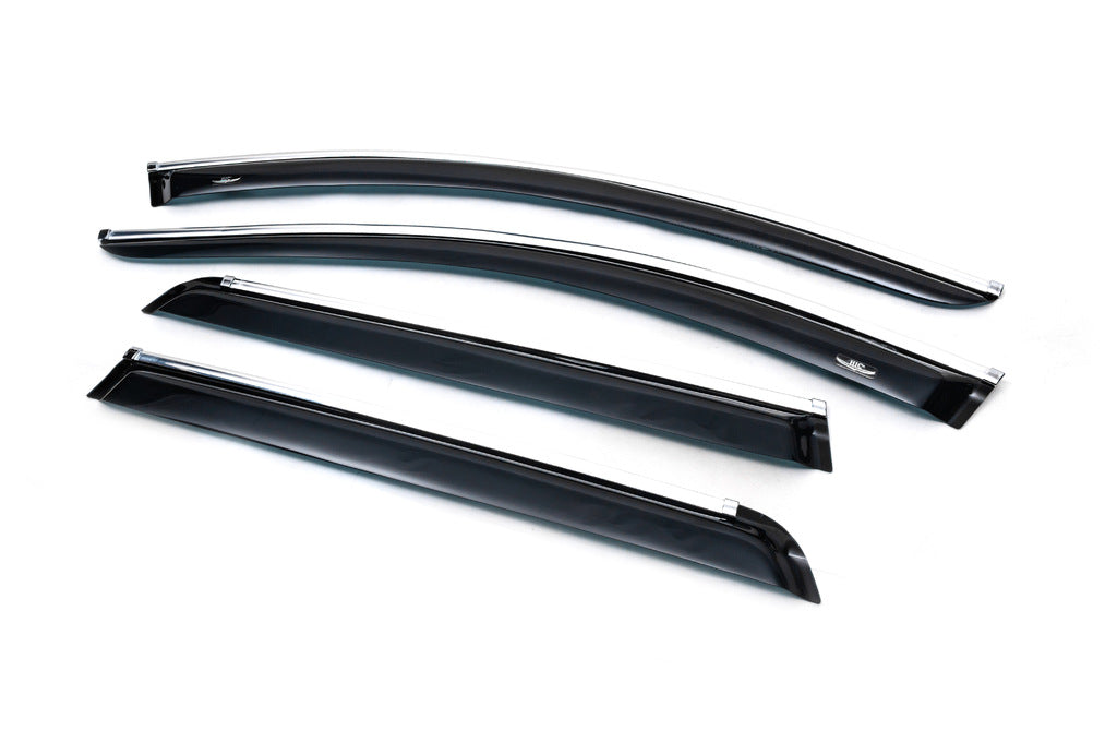 Window deflectors with chrome trim (4 pcs, HIC) for Volvo XC90 2002-2014 - image 2