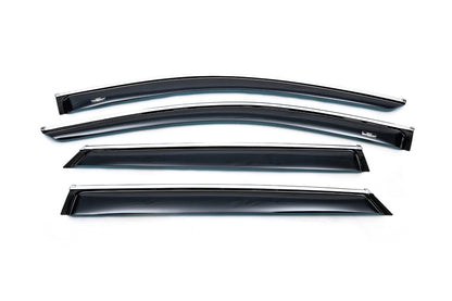 Window deflectors with chrome trim (4 pcs, HIC) for Hyundai Santa Fe 3 2012-2018 - image 2