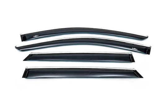 Window deflectors with chrome trim (4 pcs, HIC) for Hyundai Santa Fe 3 2012-2018 - image 2
