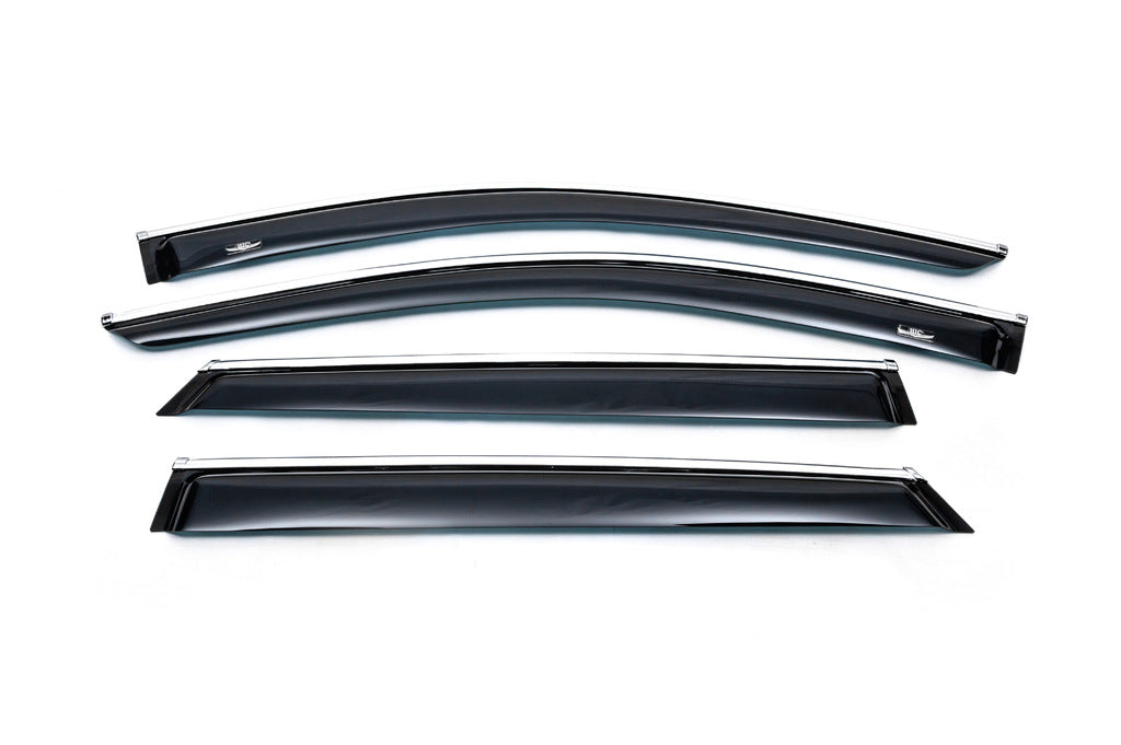 Window deflectors with chrome trim (4 pcs, HIC) for Hyundai Santa Fe 3 2012-2018 - image 2