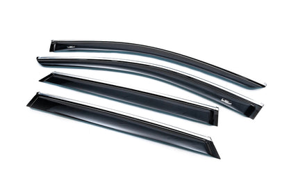 Window deflectors with chrome trim (4 pcs, HIC) for Hyundai Santa Fe 3 2012-2018 - image 3