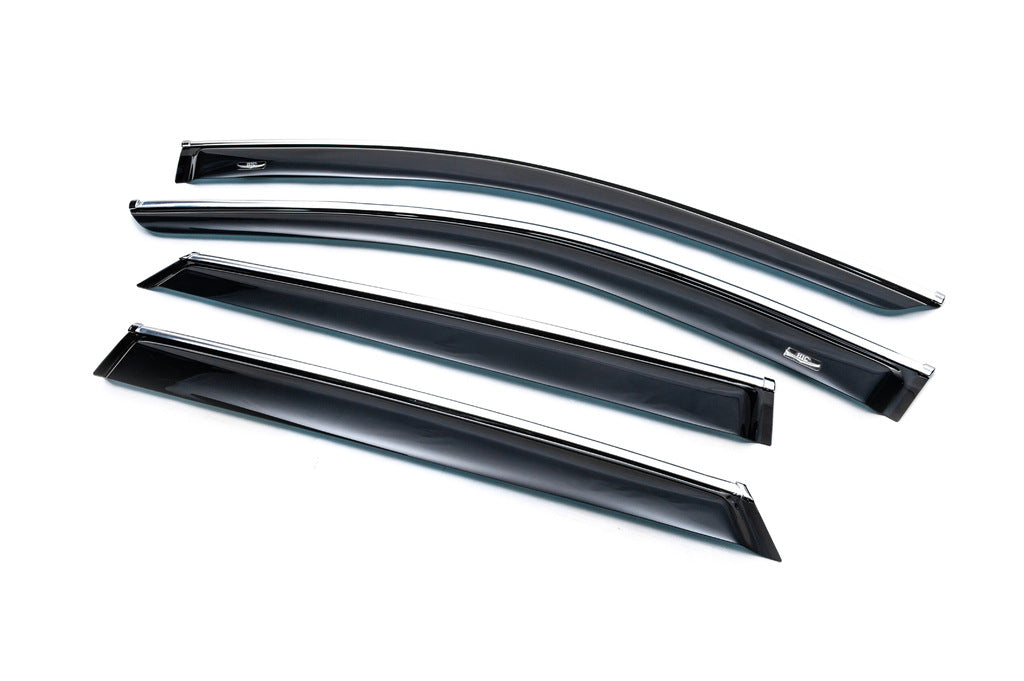 Window deflectors with chrome trim (4 pcs, HIC) for Hyundai Santa Fe 3 2012-2018 - image 3