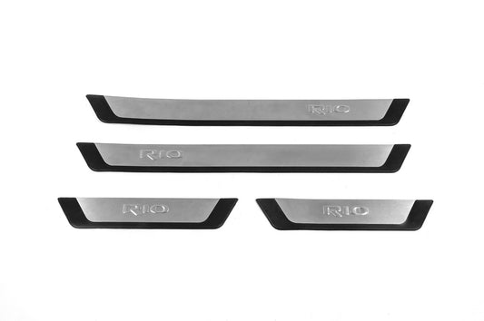Door Sill Protectors Flexill (4 pcs, Stainless Steel) for Kia Rio 2012-2017 - image 1