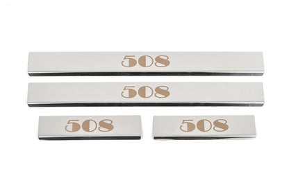 Carmos Door Sill Protectors (4 pcs, Stainless Steel) for Peugeot 508 2010-2018 - image 1