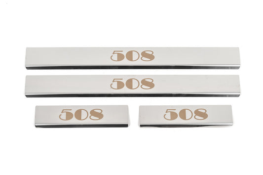 Carmos Door Sill Protectors (4 pcs, Stainless Steel) for Peugeot 508 2010-2018 - image 1