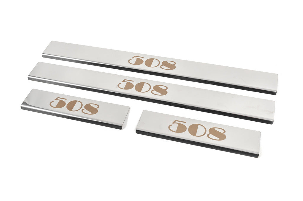 Carmos Door Sill Protectors (4 pcs, Stainless Steel) for Peugeot 508 2010-2018 - image 2